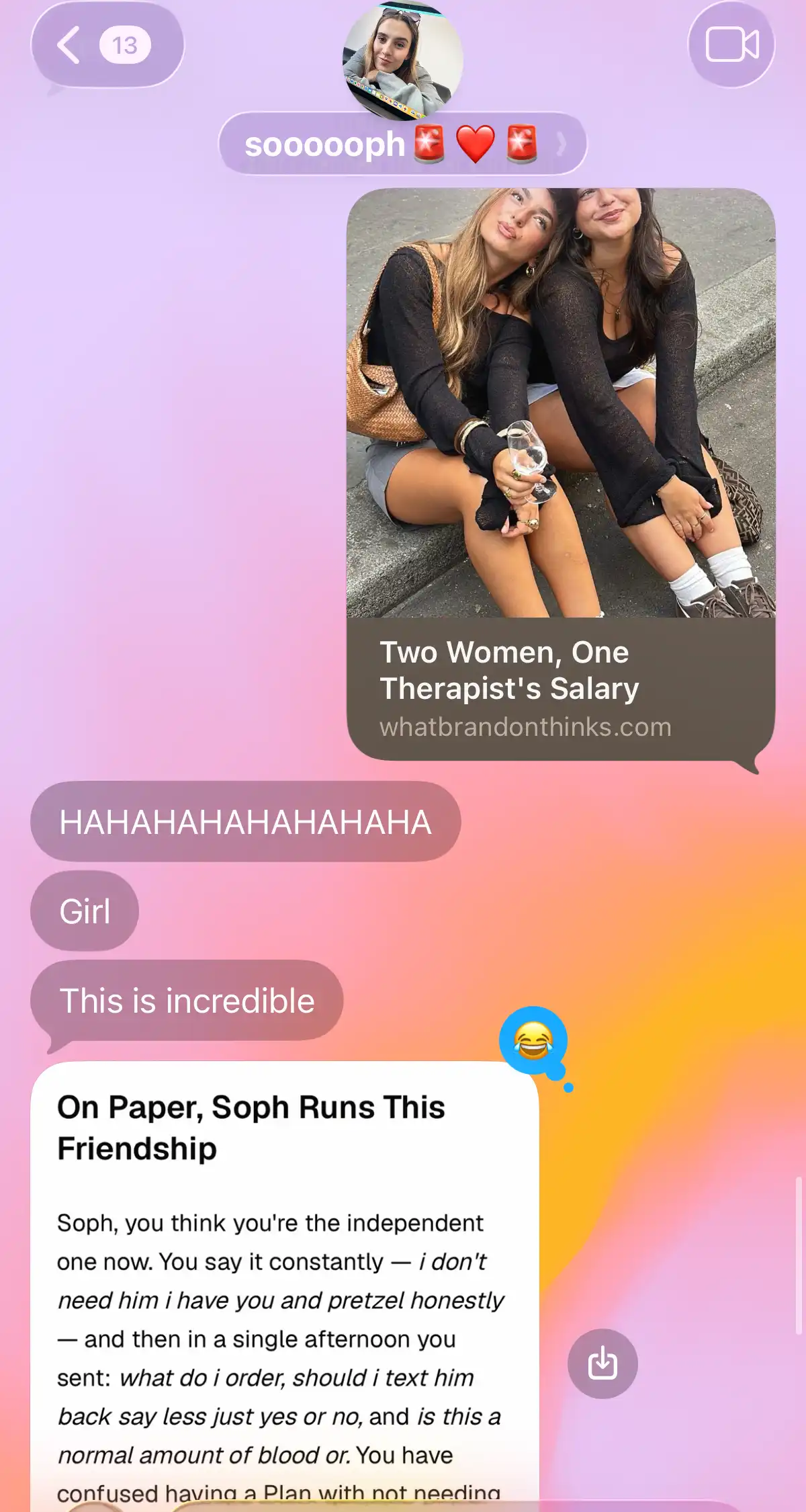 Best friends conversation example for What Brandon Thinks