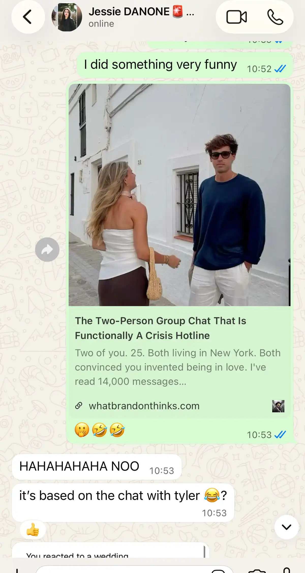 Exes conversation example for What Brandon Thinks